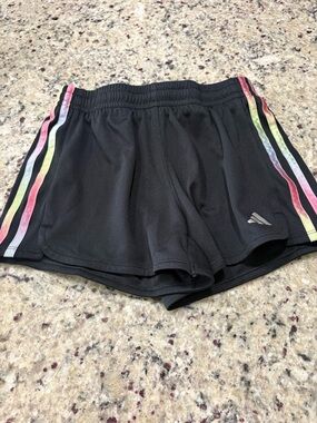 adidas black with multicolor trim athletic shorts girls large 14 Regular fit